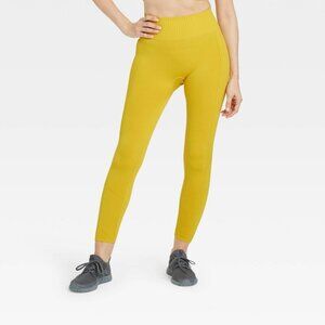 All In Motion Seamless Rib High-Rise Leggings S Yellow Activewear Women NEW